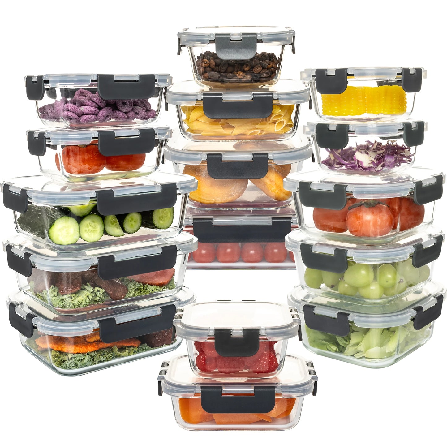 16-Piece Glass Food Storage Containers Set
