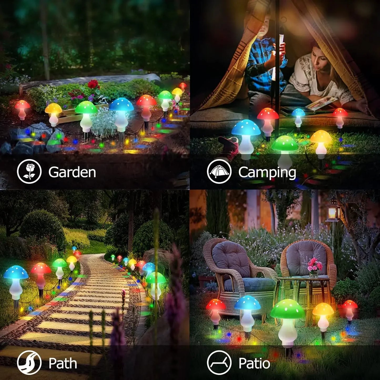 8pcs/set Outdoor Mushroom Solar Garden Lights