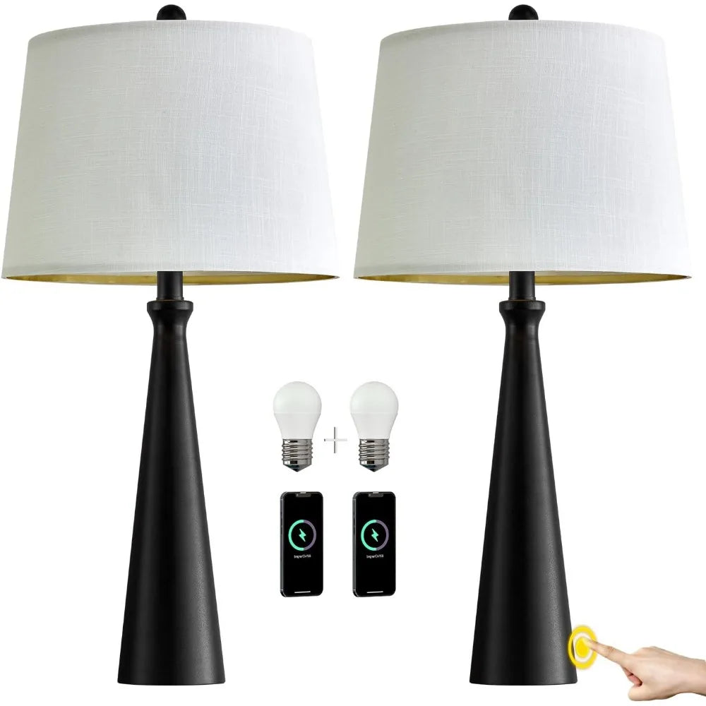 25.75" 3-Way Dimmable Touch Control USB Table Lamp