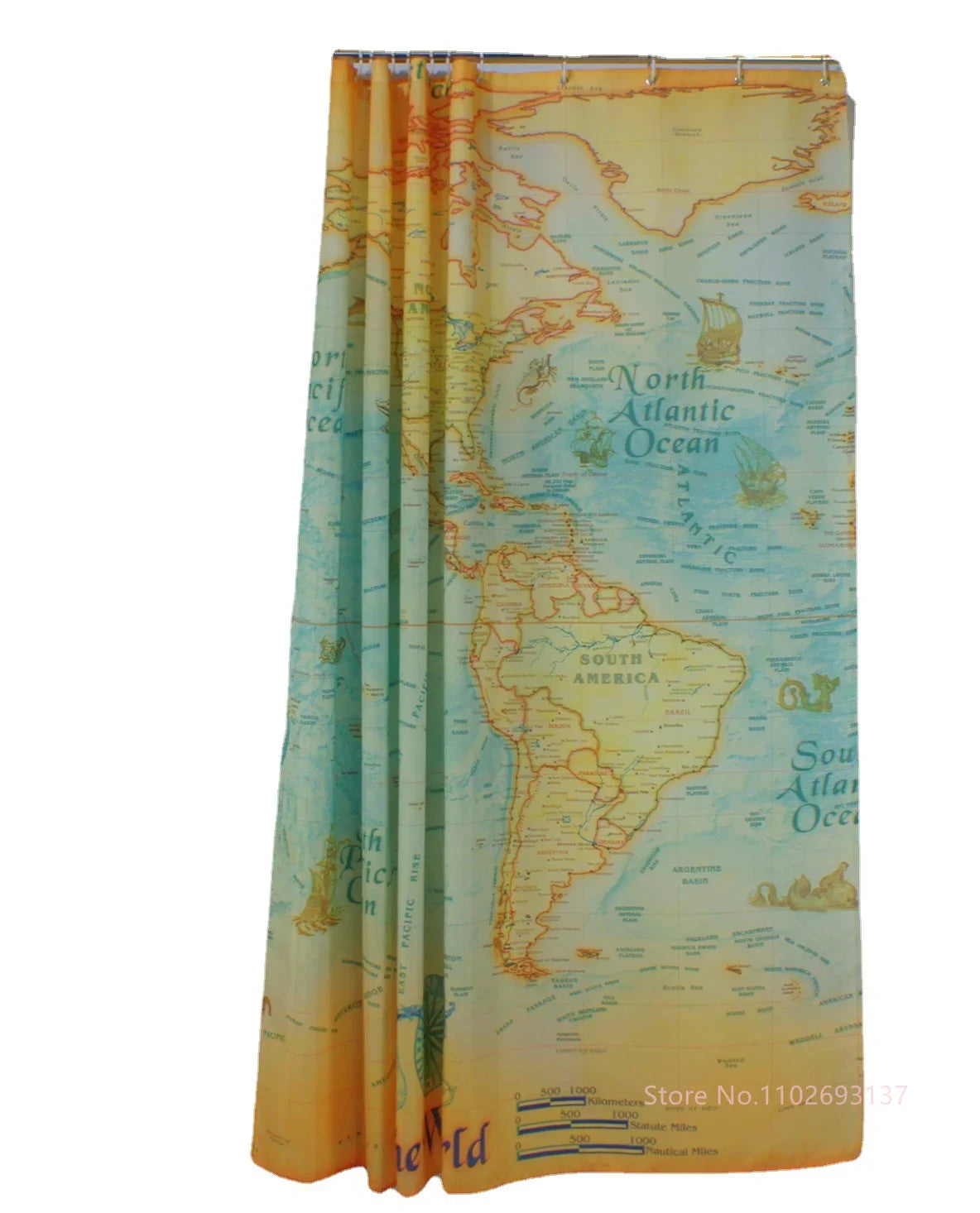 Abstract Shower Head Bath Curtain