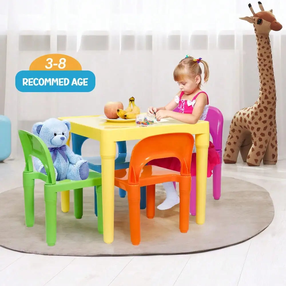 Kids Table and 4 Chairs Toddler Child Play Set