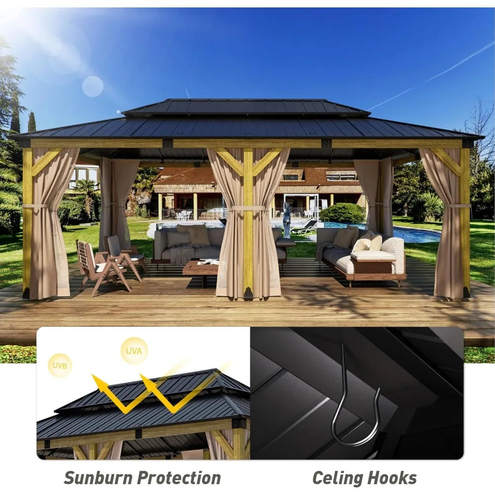 Outdoor Wooden 12x20 FT Hardtop Gazebo.