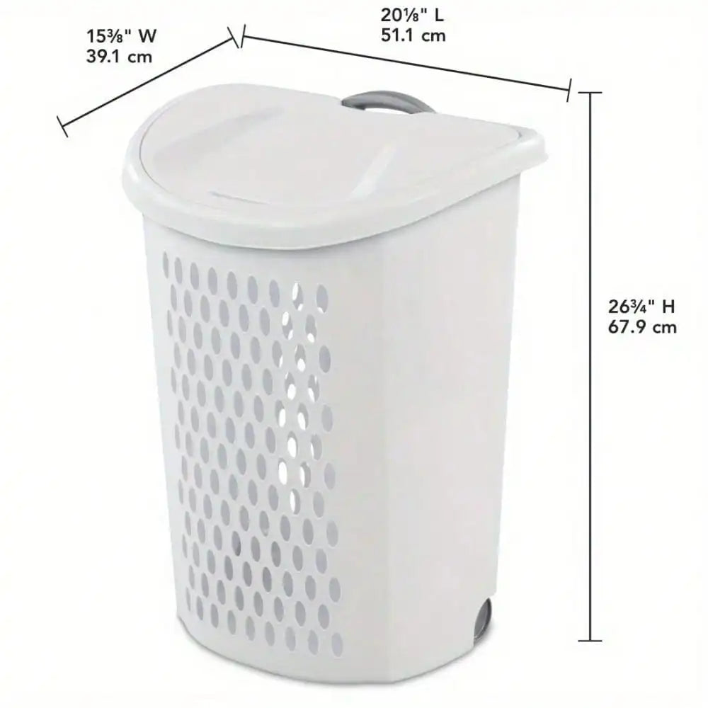 Plastic wheel laundry basket with flip design