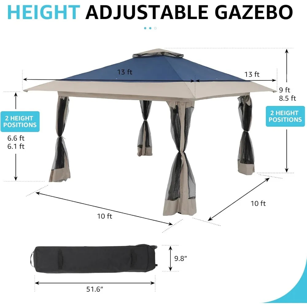 13’x13’ Pop Up Gazebo, Outdoor Canopy Tent Shade