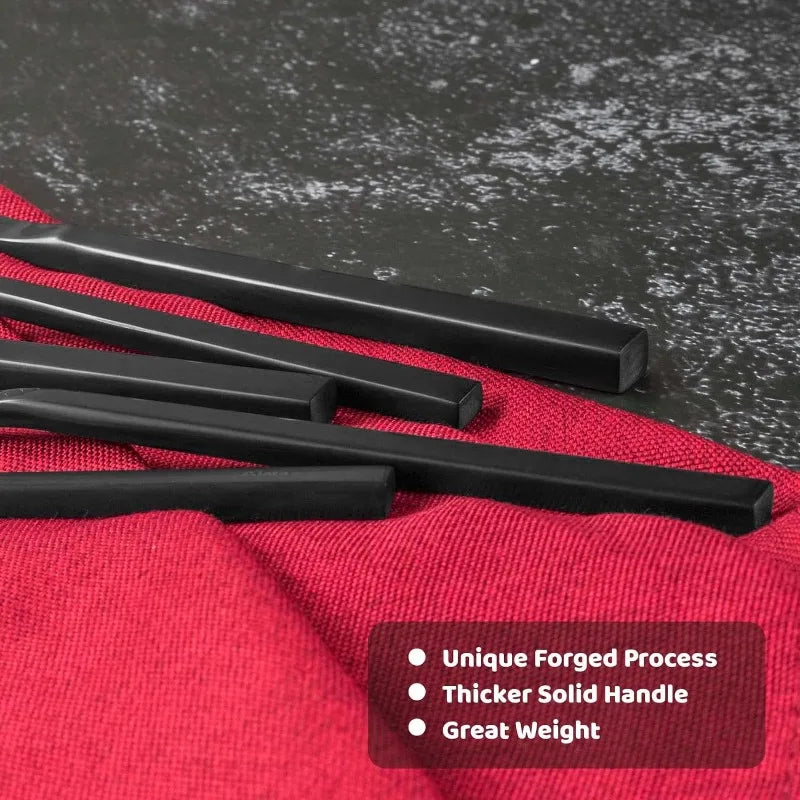 20pc Cube Black Forged Silverware Set.
