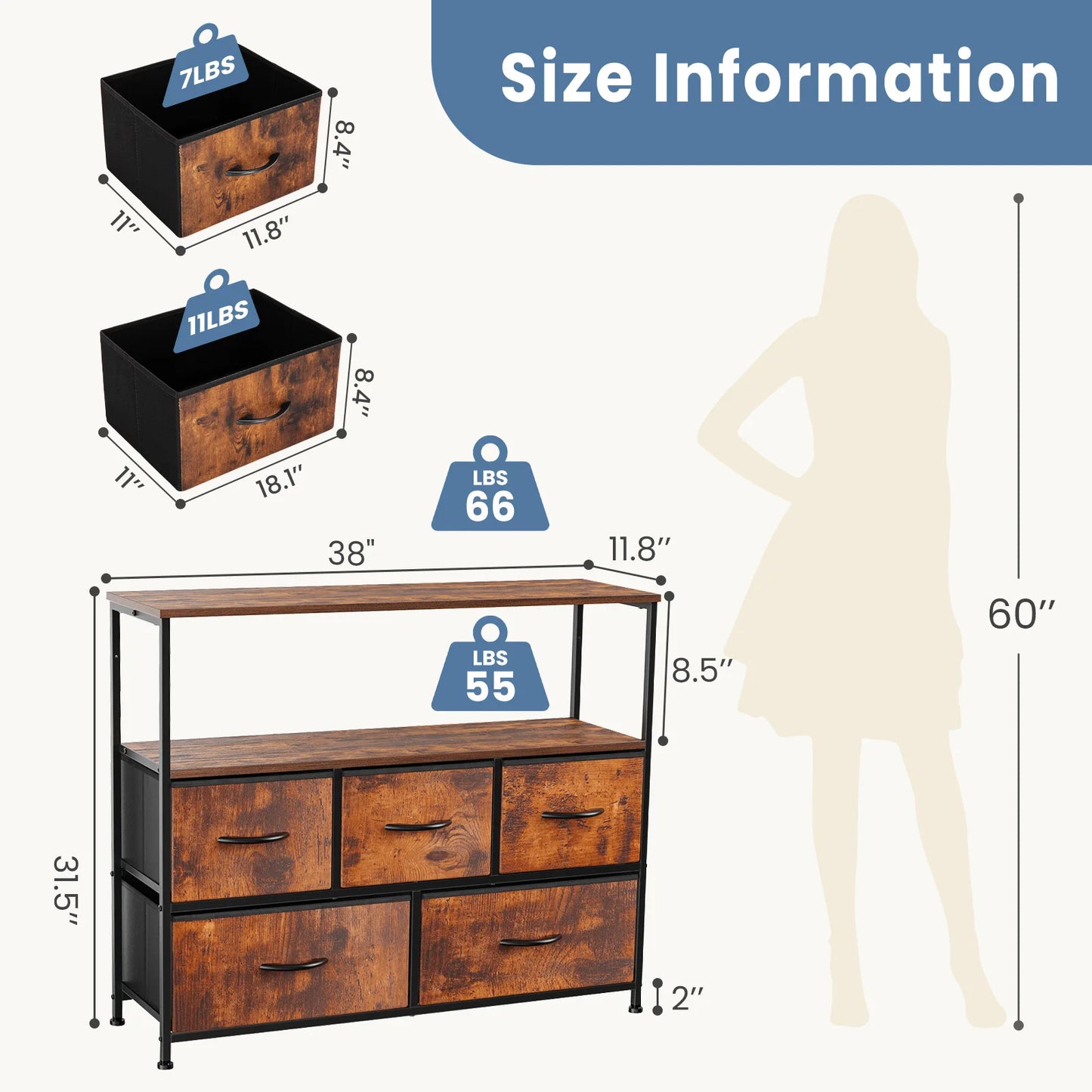Fireplace TV Stand Dresser For Bedroom
