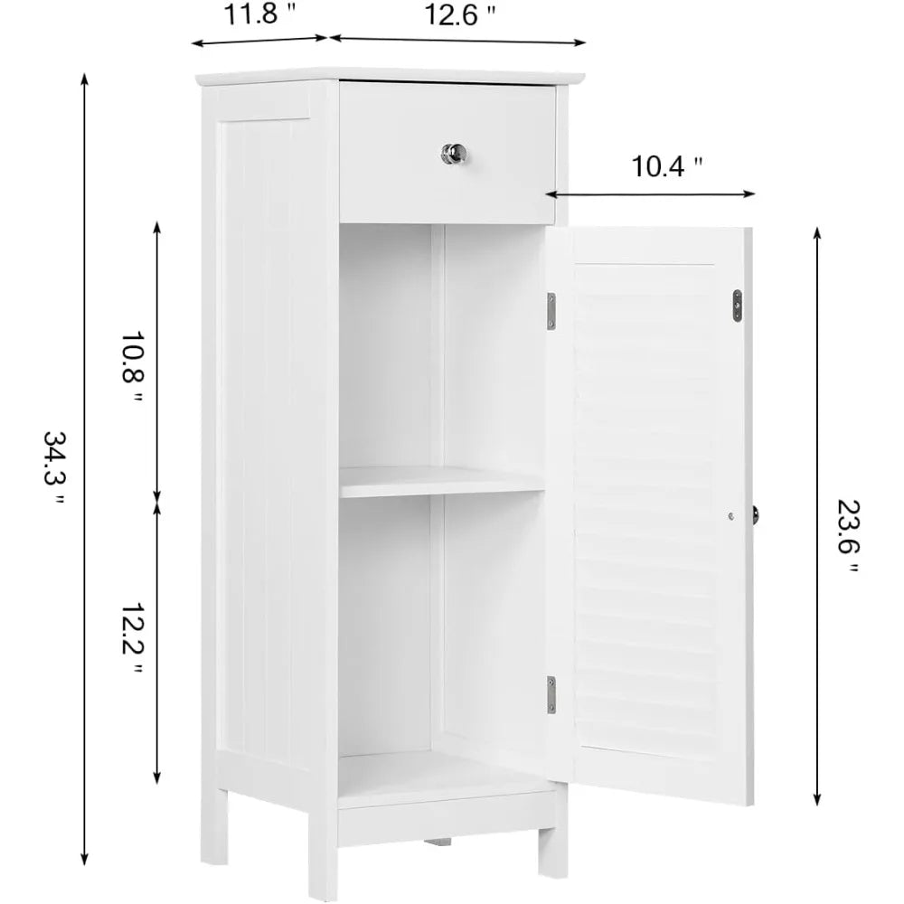 Bathroom floor storage cabinet with drawers