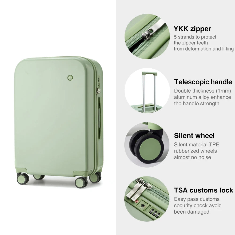 Mixi Puristic Design Travel Luggage Rolling Wheels.