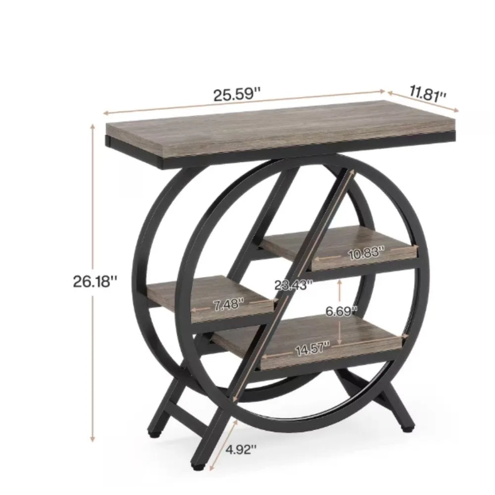 Rectangle MDF End Table with Storage, 3-Tier