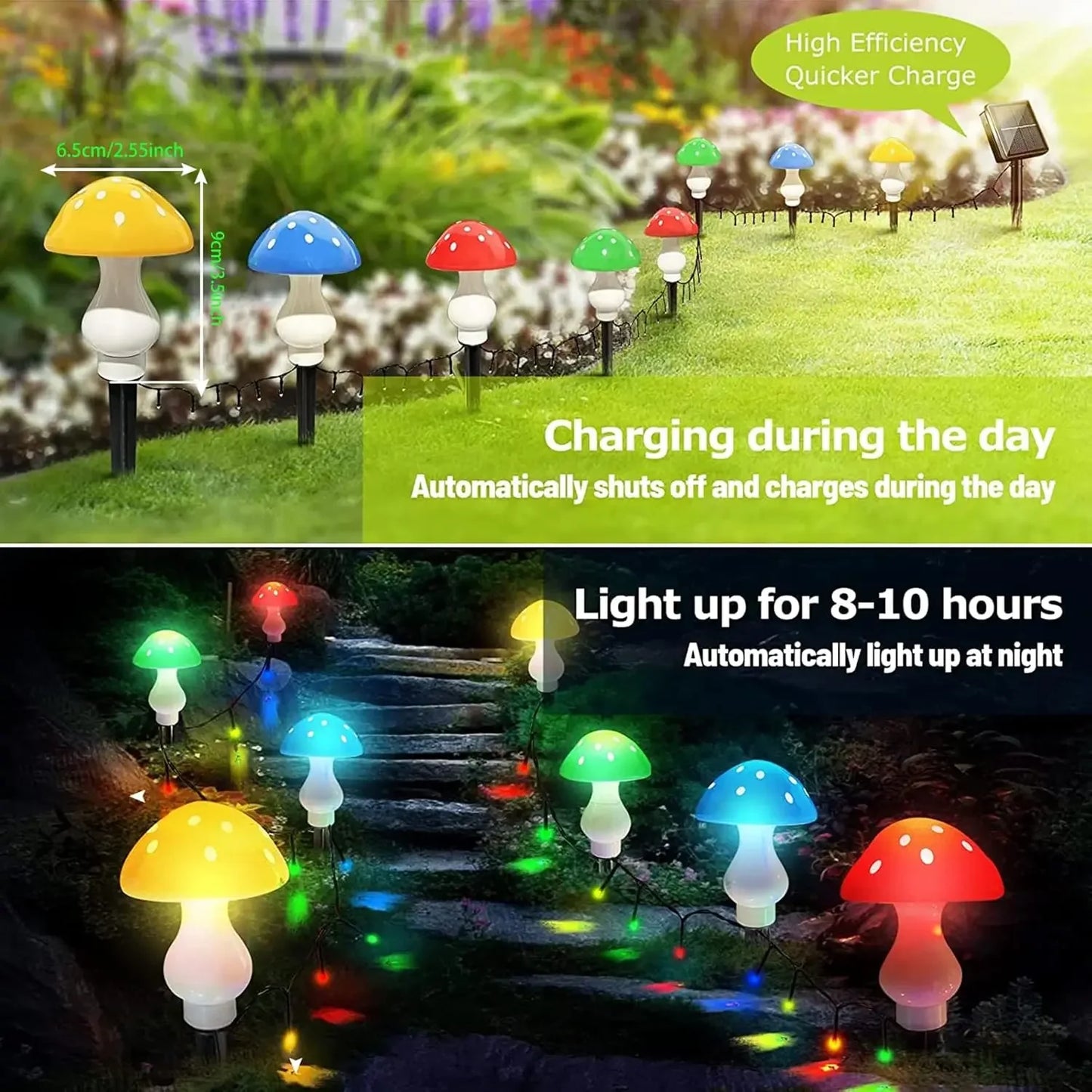8pcs/set Outdoor Mushroom Solar Garden Lights