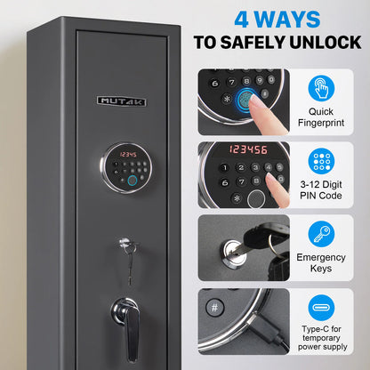 Mutak 3-8 Rifles Gun Safe for Home Rifles Pistols