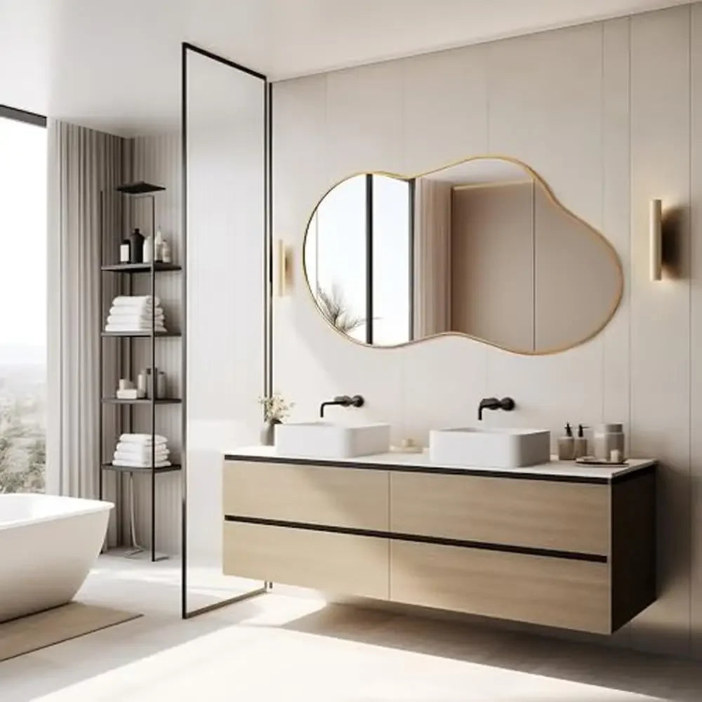 20"x36" Asymmetrical Wall Mirror Gold Frame .