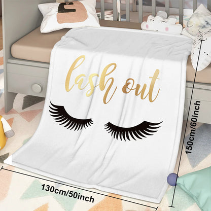 Long Eyelashes Printed Throw Blanket Plush Fluffy