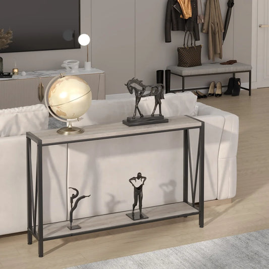 Industrial Console Table 2-Tier Entryway Table with Storage