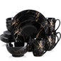 16Pcs Black Procelain Tableware Set