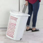 Plastic wheel laundry basket with flip design