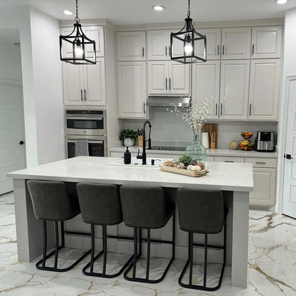 White and Gold Bar Stools - 24 inch Island Chairs