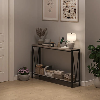 Industrial Console Table 2-Tier Entryway Table with Storage