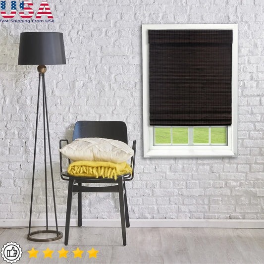 Cordless Bamboo Roman Shades Privacy Weave Durable