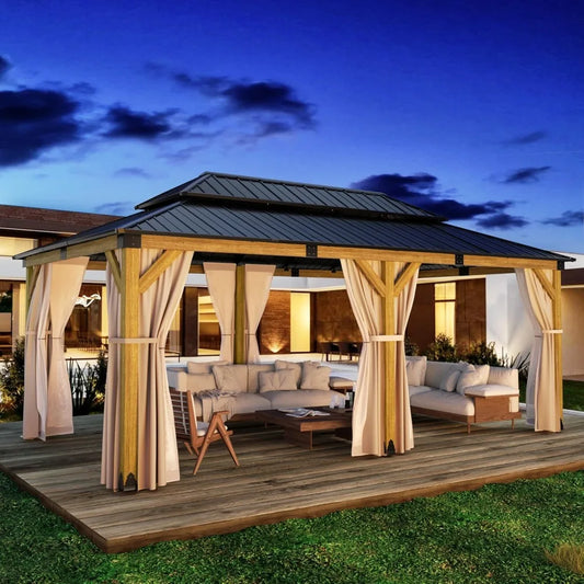 Outdoor Wooden 12x20 FT Hardtop Gazebo.