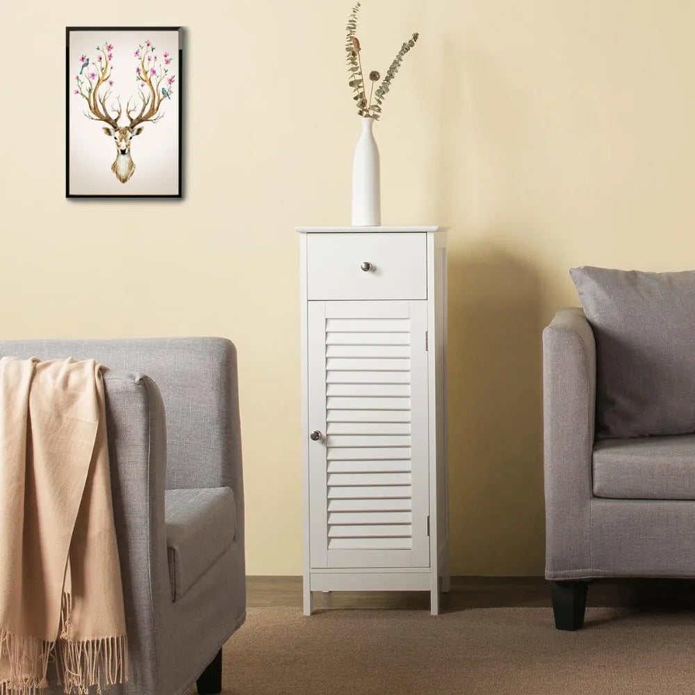 Bathroom floor storage cabinet with drawers
