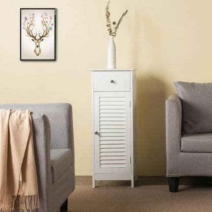 Bathroom floor storage cabinet with drawers