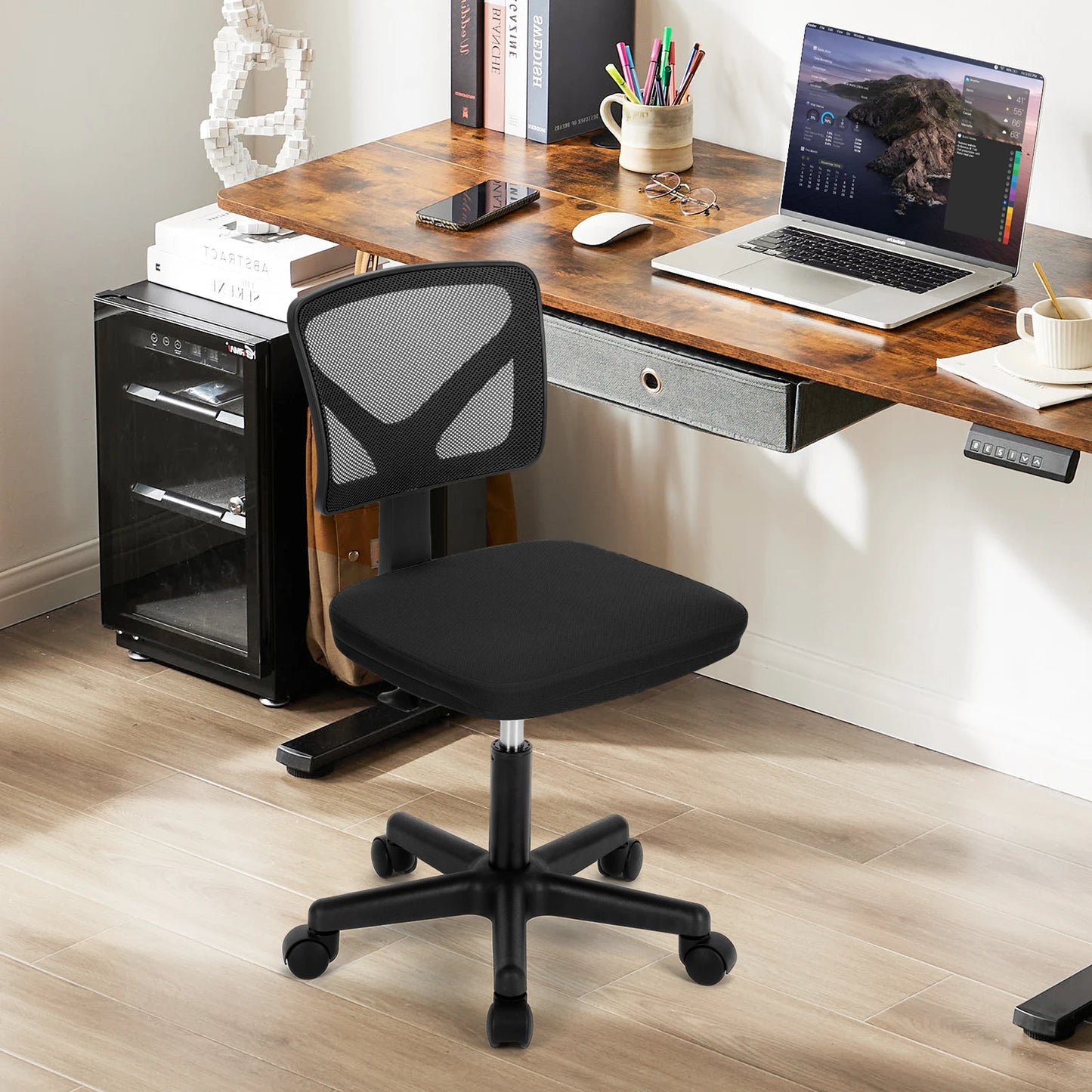 Mesh with Lumbar Support Armless Office Chair