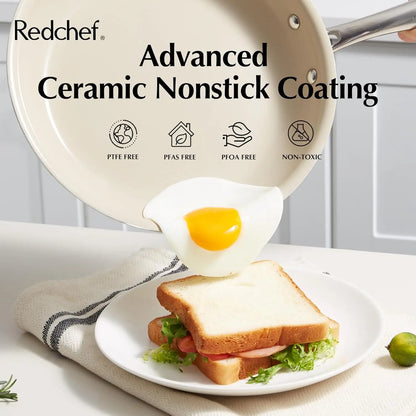 Ceramic Nonstick Cookware Set,14pcs Pots and Pans Set