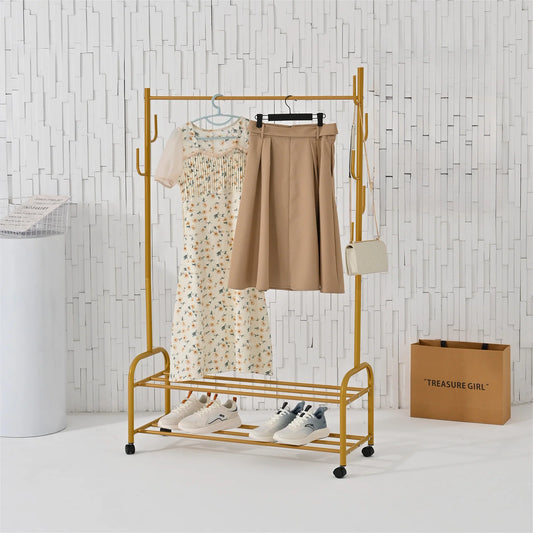 2- layer Garment Rack Gold with Wheels.