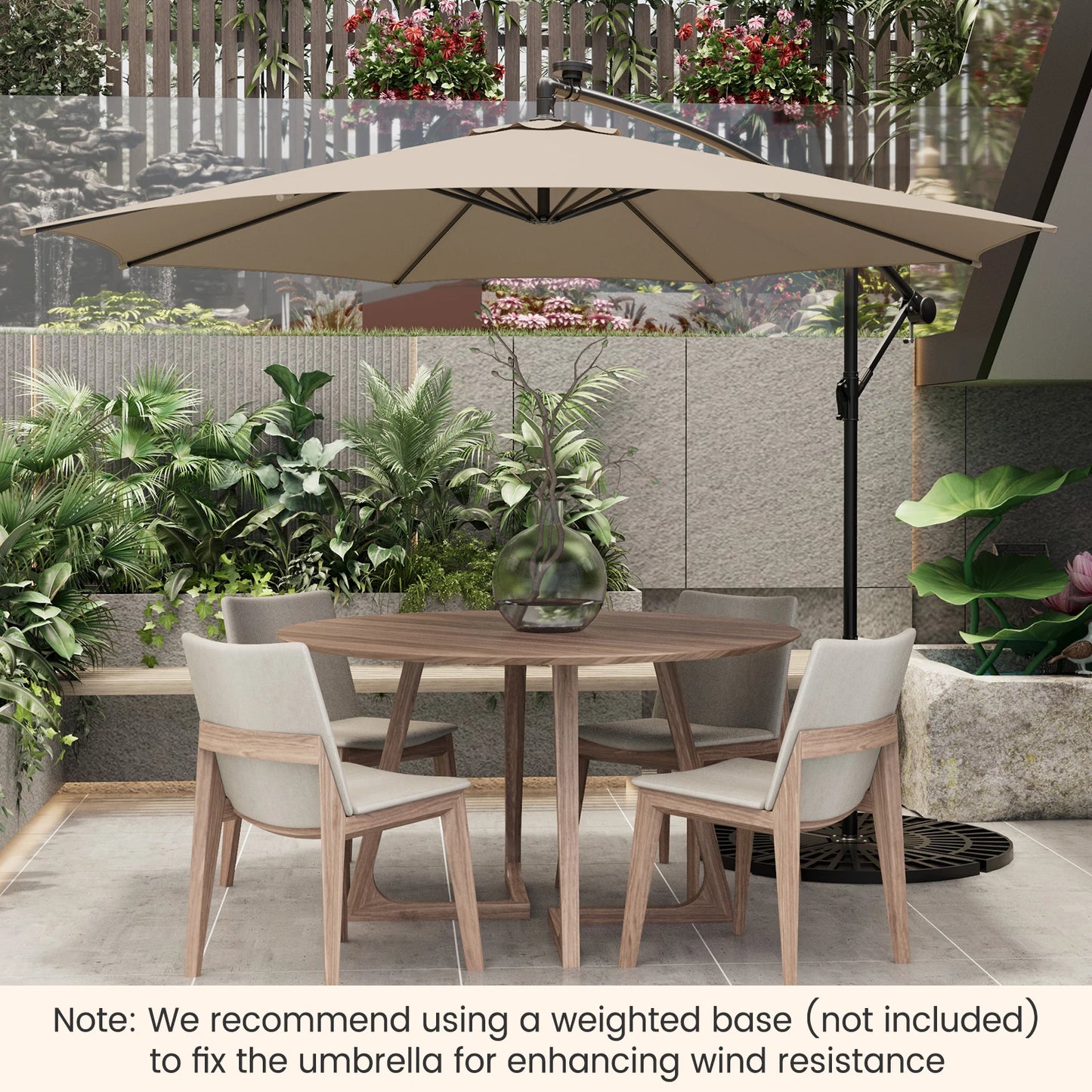 10FT Patio Solar-Lighted 112 LED Cantilever Offset Umbrella
