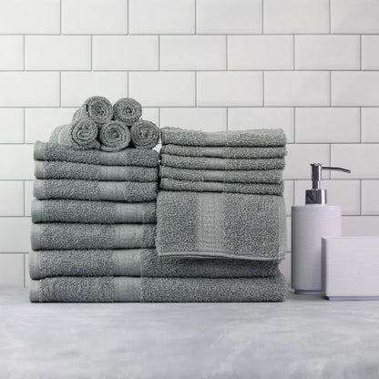 18-Piece 100% Cotton Towel Set, Soft and Super Absorbent