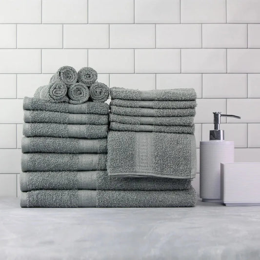 18-Piece 100% Cotton Towel Set, Soft and Super Absorbent