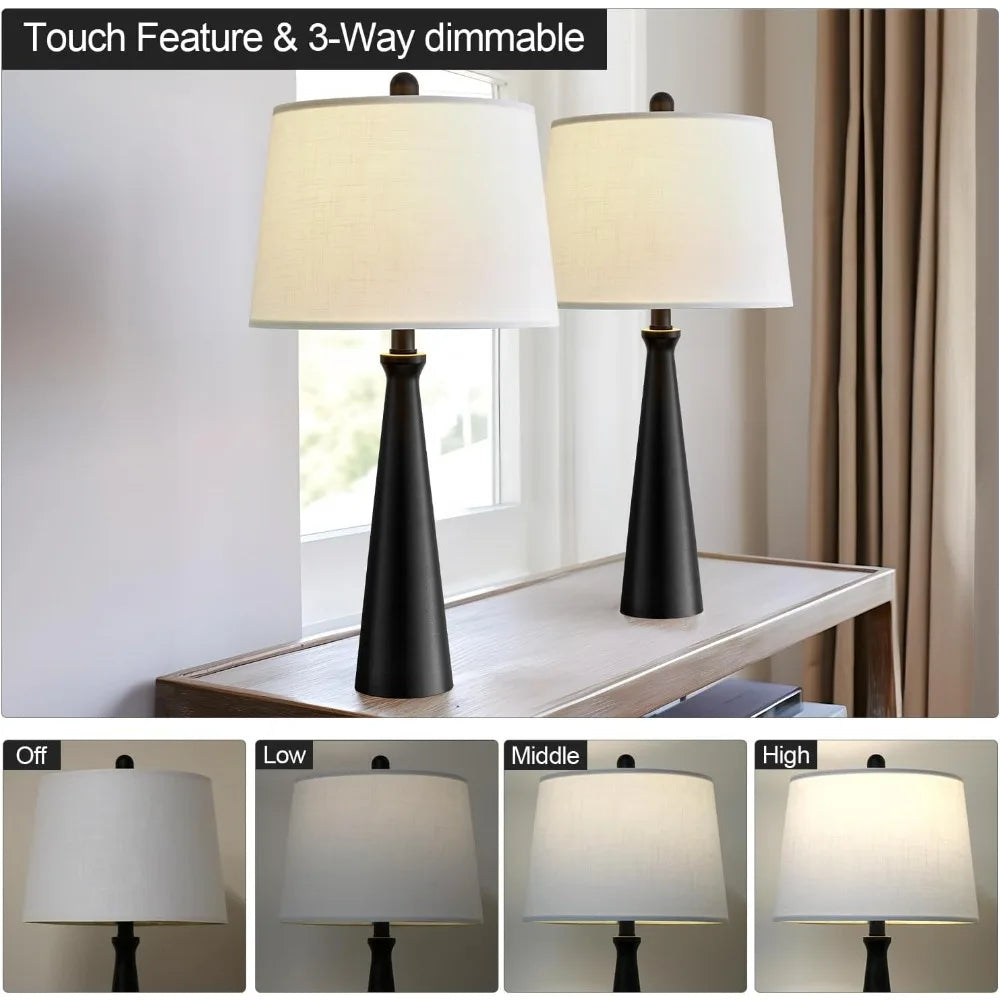 25.75" 3-Way Dimmable Touch Control USB Table Lamp