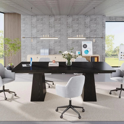 63-Inch Black Dining Table for 4-6, Modern Kitchen Table