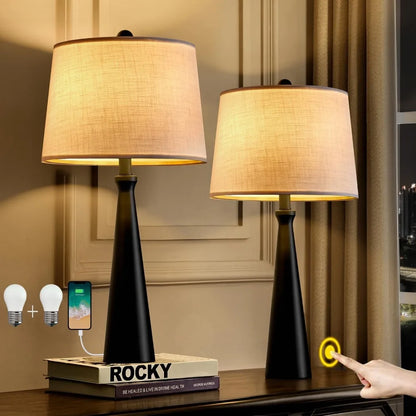 25.75" 3-Way Dimmable Touch Control USB Table Lamp