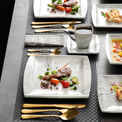 30PCS Marble Grey Porcelain Tableware Dinnerware Set