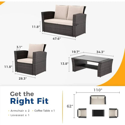 4 Piece Outdoor Patio Furniture Sets