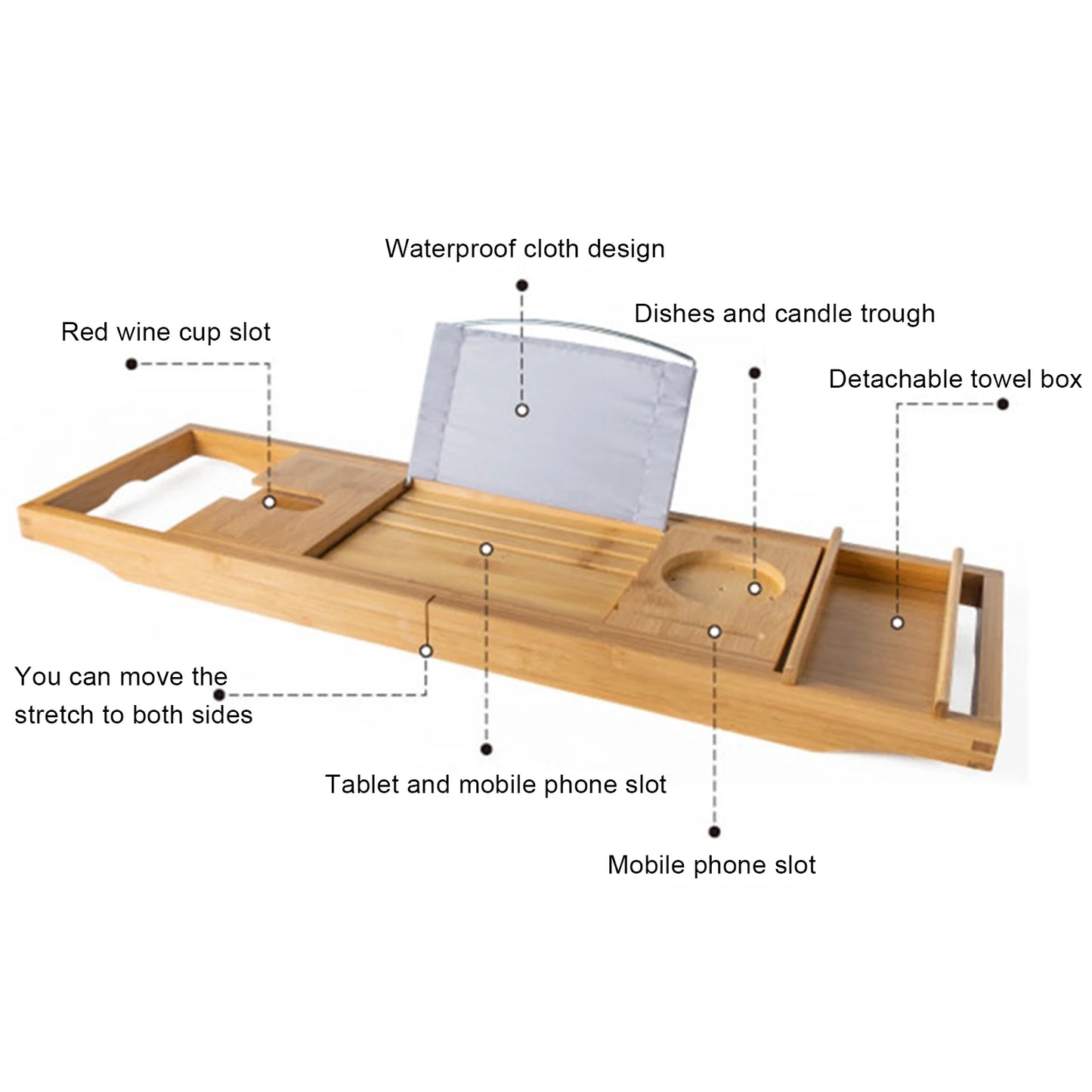 Wooden Bath Caddy Bath Board Shelf.