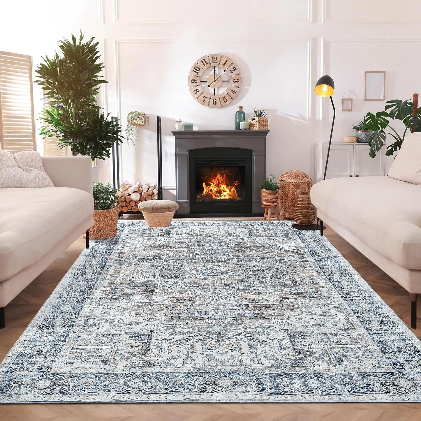 Faux Cashmere Vintage Printed Rug Area Rugs