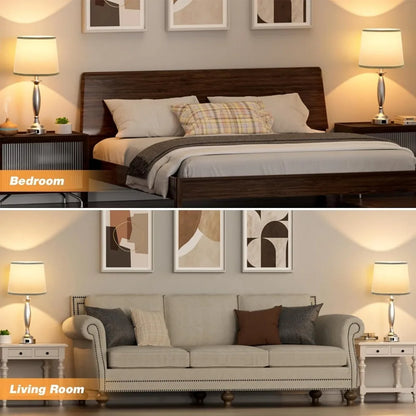 Touch Control Bedside Lamp with USB C+A,