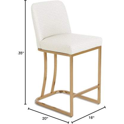 White and Gold Bar Stools - 24 inch Island Chairs