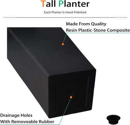 Extra Tall Outdoor Indoor Large Resin Plant Pots.