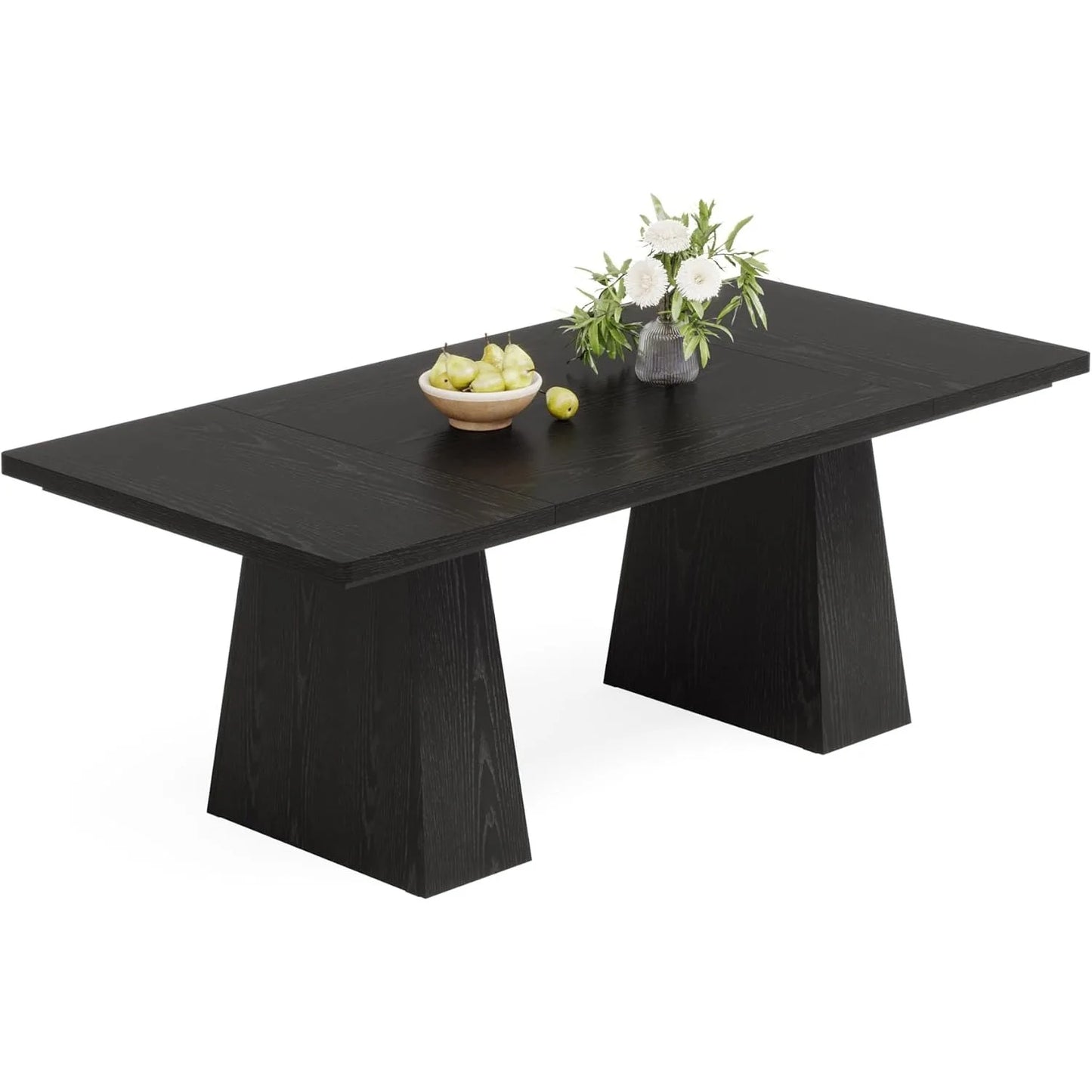 63-Inch Black Dining Table for 4-6, Modern Kitchen Table