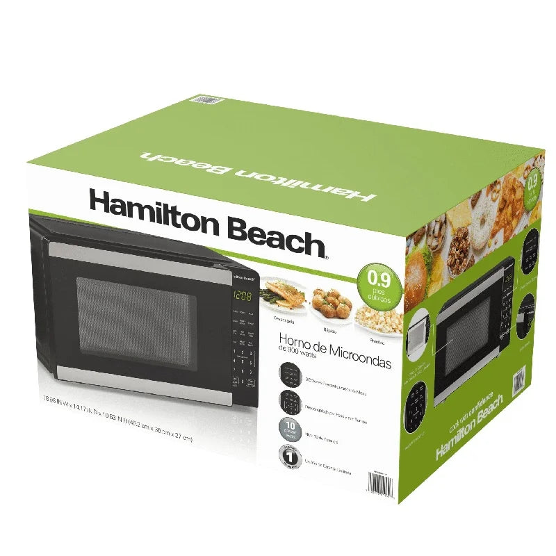 900W Stainless Steel Countertop Microwave Oven 0.9 Cu Ft