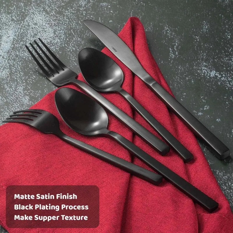 20pc Cube Black Forged Silverware Set.