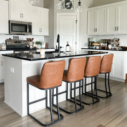 White and Gold Bar Stools - 24 inch Island Chairs