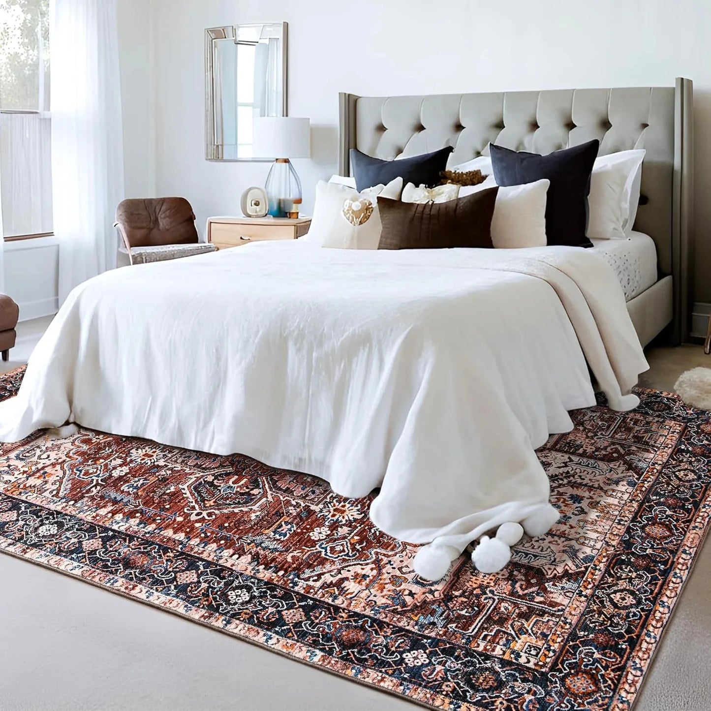Faux Cashmere Vintage Printed Rug Area Rugs