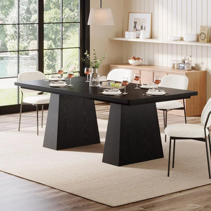 63-Inch Black Dining Table for 4-6, Modern Kitchen Table
