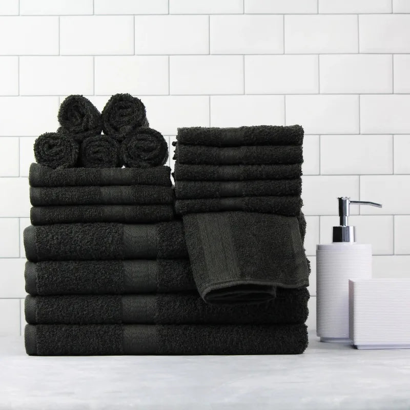 18-Piece 100% Cotton Towel Set, Soft and Super Absorbent