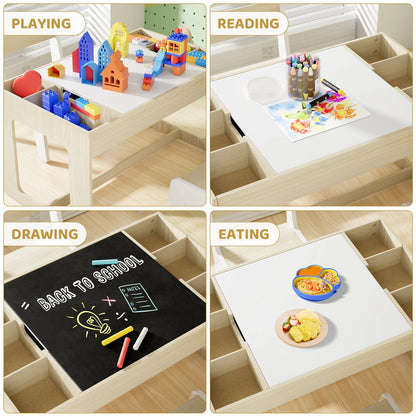 Wooden Toddler Table and 2 Chairs, Kids Table Set